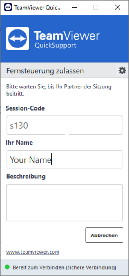 Screenshot of TeamViewer Client